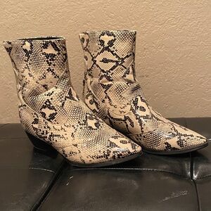 H&M Beige Snakeskin Ankle Booties